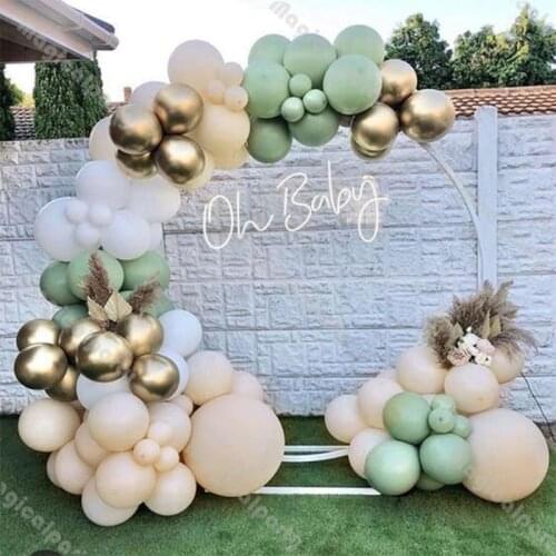 92pcs Dusty Green Cream Peach Balloon Garland Kit Matte White Chrome Gold Wedding Balloons Baby Shower Birthday Party Supplies