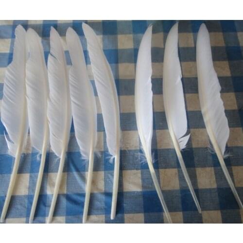 White Feathers! 50Pcs/Lot 25-30cm White Goose Quill Feathers Wedding/Cosplay/Indian Headdress Feathers Left/Right Side