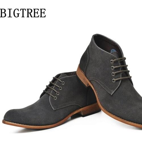 Genuine leather boots men fashion ankle boots men winter shoes Desert cowboy boots mens military shoes designer zapatos de segur