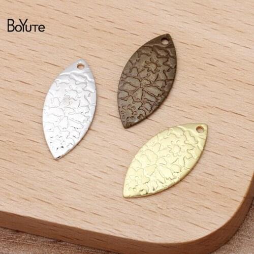 BoYuTe 100 Pcs 13*19MM 3 Colors Vintage Leaf Charms Wholesale Brass Material DIY Jewelry Pendant Charms