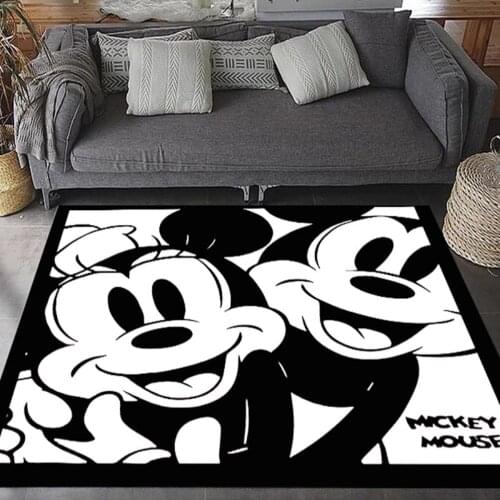 Black Mickey Minnie Mouse Kids Play mat Washable Carpet Rug for Living Room Modern Printing Geometric Cartoon Floor Rug Carpet
