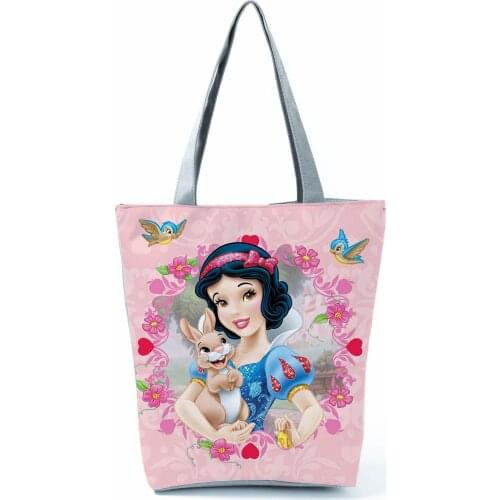 Disney Princess Snow White Printed Shoulder Bag Tote Cartoon Rabbit Eco Reusable Shopping Bag Beach Bag High Capacity Handbag