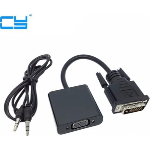 DVI Input to VGA Output Video adapter with 3.5mm Audio& USB Power Port For Projector Monitor dvi vga adapter connector converter