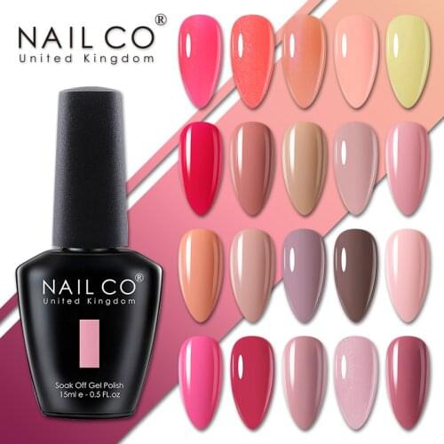 NAILCO Nude Color Series 15ml Nail Gel Varnish High Quality Nail Gel Polish Black Bright Color Glitter Lakiery Hybrydowe Vernis