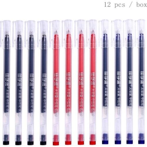 12Pcs/Lot School Office Gel Pen 0.5mm Black/blue/Red Ink Gel Pens Set Sketch Drawing Stationery Student Writing Exam Pen