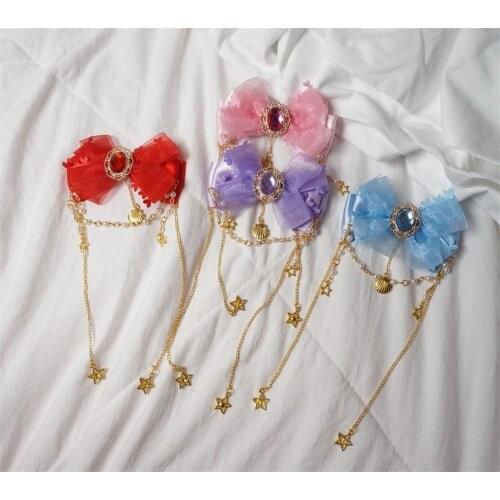 Mermaid Lolita Hairpin Headwear Sweet Princess Cute Bow Bead Chain Star Shell Headdress Hair Clip B1353