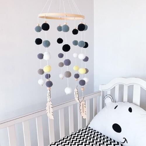 INS Dream Catcher Nordic Baby Room Wind Chime Bed Bell Decor Wool Ball Kids Bedroom Wall Hanging Decoration Ornaments