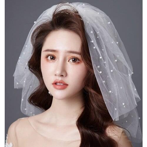 Fashion elegant bride veil Blusher Veil wedding half-covered veil woman cover accessories travel bridal veil