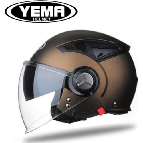 2019 Winter New YEMA Double lens half face Motocross Motorcycle Helmet off-road Motorbike helmets made of ABS with PC Lens visor