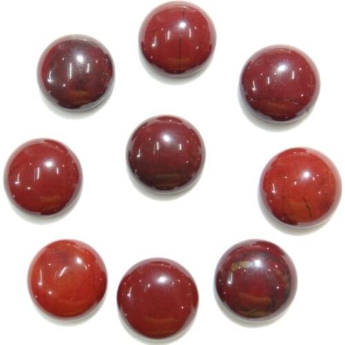 Wholesale 50pcs/lot 14mm Natural Stone Round Flat Back Cabochons red jaspers beads For DIY Jewelry making ring Accessorie
