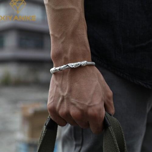 XIYANIKE 925 Sterling Silver Lotus Open Bracelet For Men Ethnic Style Unique Design Handmade Light Luxurious Temperament Adjust