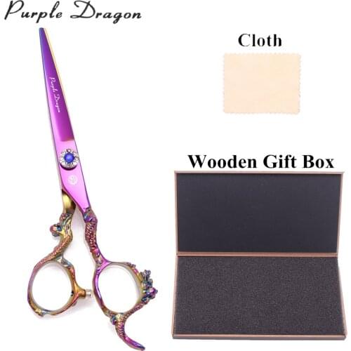 Barber Hairdressing Scissors Purple Dragon 6.0" Japan 440C Cutting Scissors Thinning Shears 9003# Hair Scissors Sculpture Handle