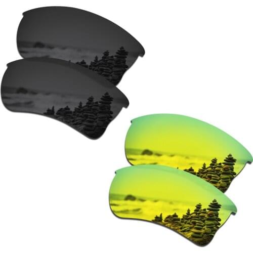 SmartVLT 2 Pairs Polarized Sunglasses Replacement Lenses for Oakley Quarter Jacket Stealth Black and 24K Gold