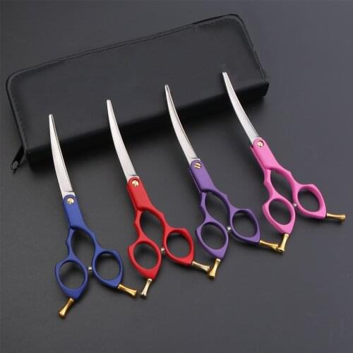 6.0/7.0 Inch Professional Pet Grooming Scissors Curved Scissors Japan 440C Shear For Dog With High Quality Alloy Handle