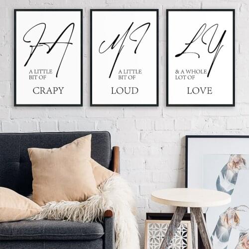 Simple Minimalist Poster Letters FAMILY Print Canvas Painting Wall Art Love Quotes Pictures for Living Room Nordic Home Decor