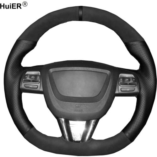 Hand Sewing Car Steering Wheel Cover Wrap Suede Microfiber Leather For Seat Leon 2009 2010 2011 2012 Volant Auto Funda Volante