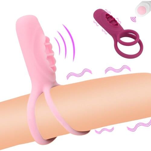 OLO Vibrating Penis Ring USB Charging Remote Control Dual Delay Ejaculation 10 Frequency Sex Toys for Adult Couple Chastity Cage