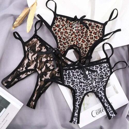 Sexy Women Leopard Open Crotch Panties Crotchless G-String Briefs Thong Lingerie Knickers Underwear