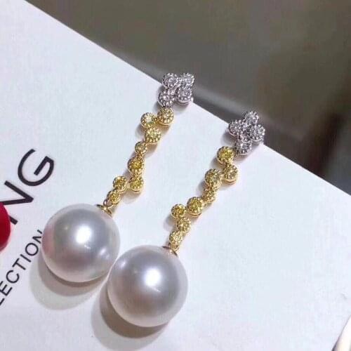 D516 Pearl Earrings Fine Jewelry 925 Sterling Silver 8-9mm Nature Fresh Water White Pearls Drop Dangle Earrings