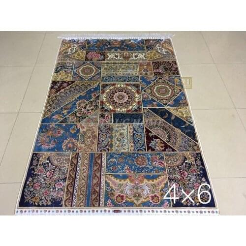 Free shipping 4'X6' 230 Line Handmade Silk Oriental Persian Rug hand Knotted silk carpet for home decoration