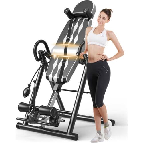 Foldable Gravity Inversion Table Inflatable Height Adjustment with Gray Protective Belt