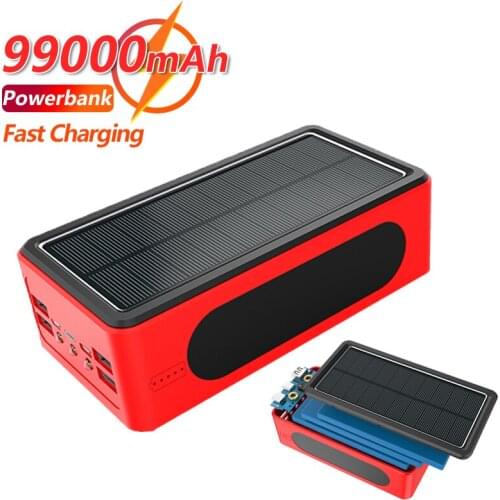 With LED 4USB Port Fast Charging 99000mAh Solar Power Bank Large Capacity Portable External Battery For Samsung Xiaomi Iphone