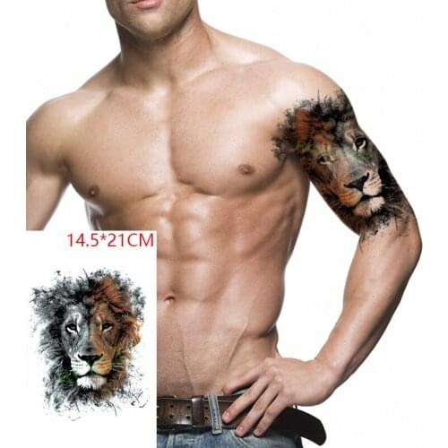 Waterproof Temporary Tattoo Sticker Stared Lion Head Cat Animal Color Tatto Stickers Flash Tatoo Fake Tattoos for Men Women