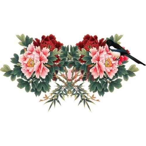 Waterproof Temporary Tattoo stickersexy Peony flower Magpies bird on back tatoo body art flash tatoo fake tattoos for women