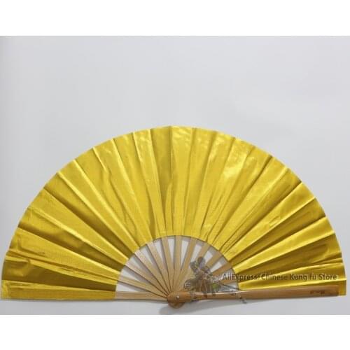 High Quality Bamboo Chinese Kung fu Fans Martial arts Tai Chi Fan Golden
