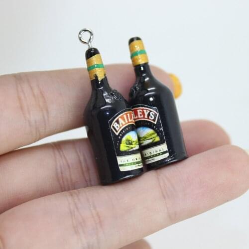 Yamily 8Pcs/Lot Resin 3D Drink Alcohol Liqour Bottle Charms For Keychain Pendant Jewelry Findding Earrings Phone Case Diy