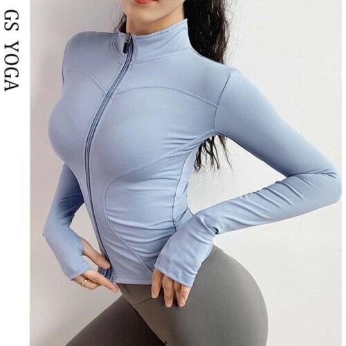 Women Athletic Sport Shirts Slim Fit Long Sleeved Fitness Coat Yoga Crop Tops with Thumb Holes Gym Jacket Workout Sweatshirts
