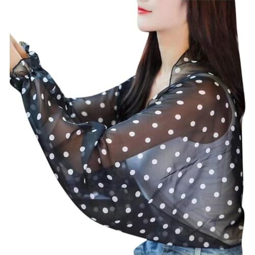 Women Chiffon Sun Suit Long Sleeve UV Protection Outdoor Blouse Tops Translucent Simple Fresh Lovely Girls Fashion Casual Blouse