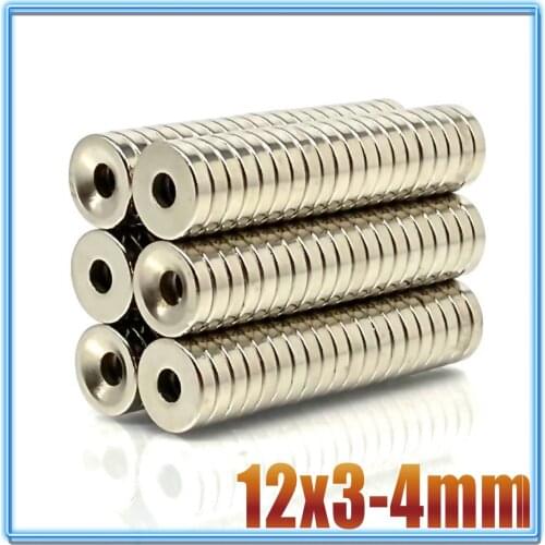 10/20/50/200/500Pcs Neodymium Magnet 12x3 Hole 4 N35 NdFeB Round Super Powerful Strong Permanent Magnetic imanes Disc 12*3 Hole4