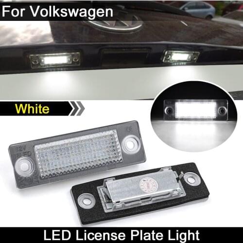 2Pcs For VW Caddy Golf Jetta Passat Touran Transporter For Skoda Superb White LED License Plate Light Number Plate Lamp