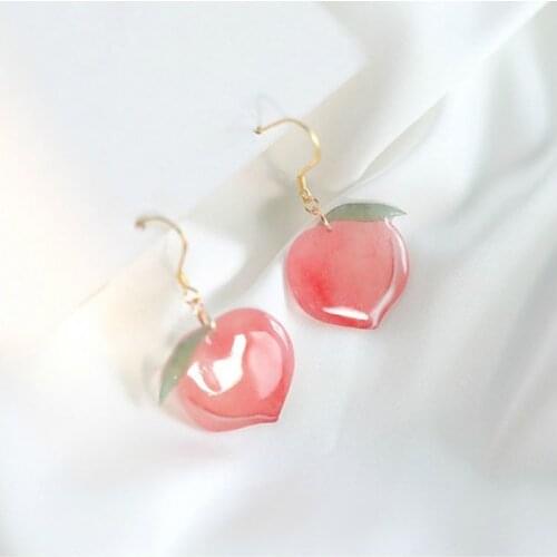 2020 New Arrival Korean Acrylic Trendy Pink Peach Drop Earrings For Women Cute Sweet Jewelry Fashion SImple Jewelry
