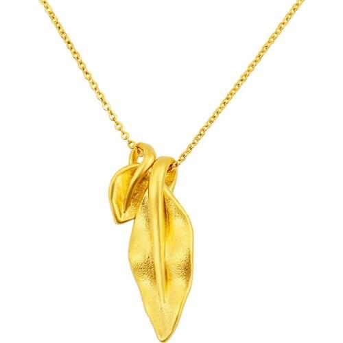 2021 New fashion 24K gold Color Necklaces For Women Men Leaves Pendant Statement chain Gothic vintage indian Jewelry accessories