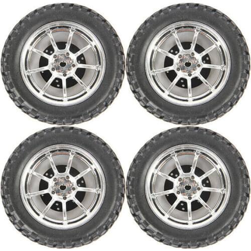 4PCS Rubber Tires With 12MM Metal Hex Brake Disc Wheel Rim For WPL D12 RC Car