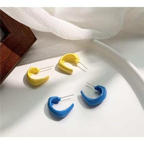 Adolph Korean 2021 New Small Colorful Metal Geometric Irregular Hoop Earrings Retro For Women Girls Party Travel Jewelry Gifts