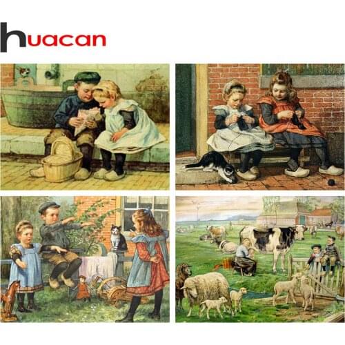 Huacan 5D Diamond Painting New Arrivals Child Diamond Mosaic Embroidery Portrait Rhinestone Pictures Decoration For Home