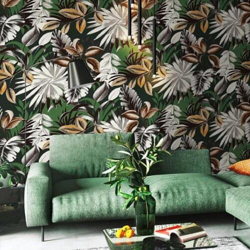 American Southeast Asian Beautiful Wallpaper Banana Leaf Green Plant Leaves Tropical Rainforest Background Living Room Bedroom