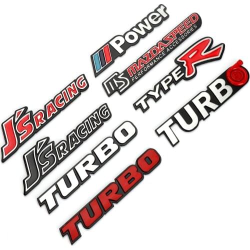 Car Sticker For M Power MS Type R Js Racing Turbo Trunk Side Fender Metal Emblem For BMW Honda Mazda JDM Auto Accessories