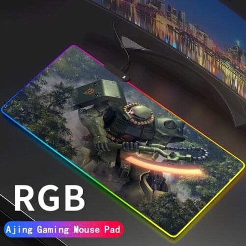 Large Gundam RGB Mouse Pad xxl Gaming Mousepad LED Mause Pad Gamer Robot Mouse Carpet Big Mause Pad PC Desk Mat with Backlit
