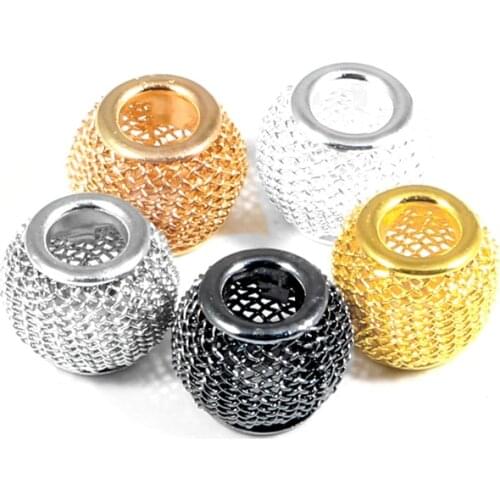 20pcs 10mm Alloy Metal Round Hollow Beads Jewelry Findings Spacer Beads Jewelry DIY Making Charms Bracelet Necklace Accessories
