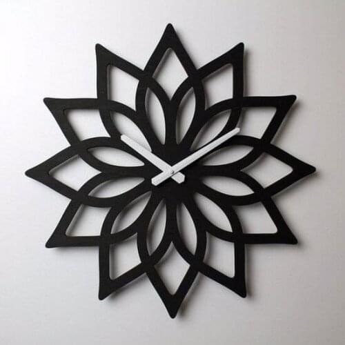 HLO 2021 Home Decoration Lotus Flower Wooden Wall Clock Quality Material Stylish Living Room New Modern Horloge Murale Moderne