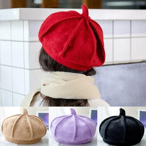 2-6 Years Kids Beret Wool Cashmere Winter Girls Hat Cap Bonnet Enfant Solid Childs Hat Black Purple Khaki Red Hats Caps Berets