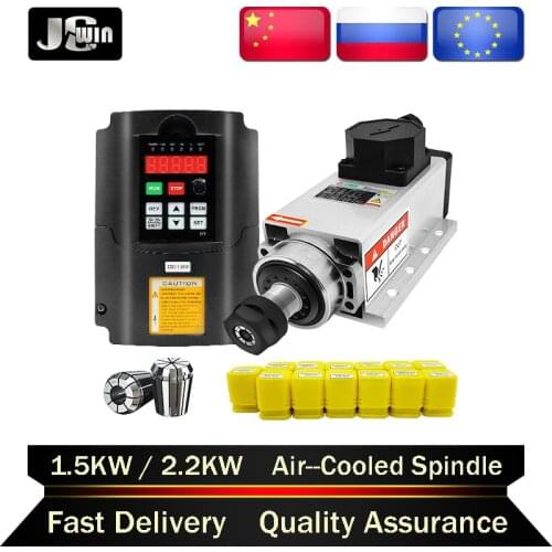 RU/EU!New Cnc Milling machine Spindle Motor 1.5kw 2.2kw Air Cooling Spindle 2200W 1500W+HY Inverter VFD+ER11 ER20 Collet chuck