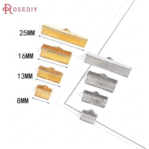 F290)20 pieces 8mm 13mm 16mm 25mm 24K Gold Color Brass Rope Ends Fastener Clasps High Quality Diy Jewelry Findings Accessories