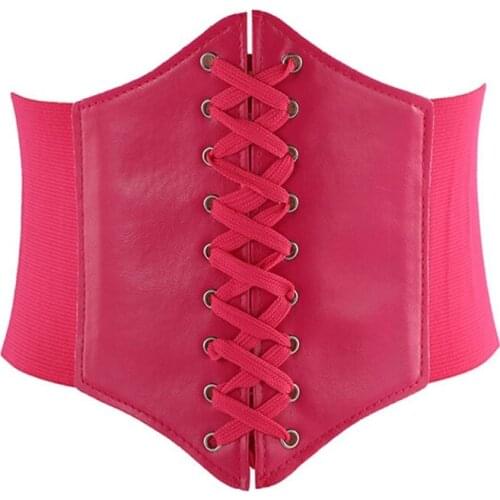 F3MD Women Faux Leather Underbust Corset Waist Belt Steampunk Vintage Sexy Bustier Criss Cross Lace-Up Elastic Cincher Girdle