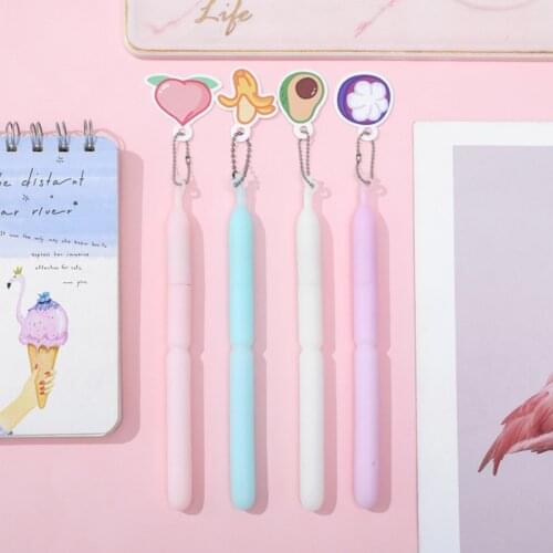 4pcs/lot Cartoon Fruit Card Pendant Gel Pen 0.5MM black ink School students office supplies children gift