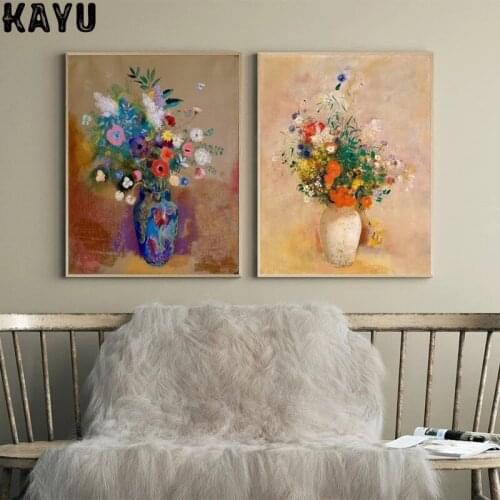 Odilon Redon French Symbolist Painter Artwork Posters and Prints Abstract Flowers Still Life Painting Canvas Pictures Home Decor